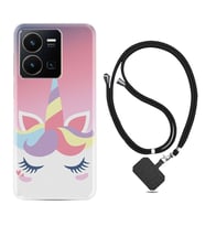 Vivo Y35 Kılıf Silikon Boyun Askılı İpli Desenli Silikon Sweety Unicorn 1737