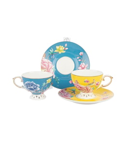Vivida 2li Sarı Mavi Kahve Takımı 90ml Butik Mutfak