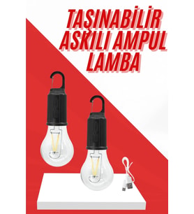 Şarjlı Aydınlatma Ampul Tasarımlı Ambians Işık Askılı Kamp Lambası