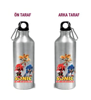Metal Gumus Kancalı Baskılı Su Matarası 600ml. (Titanyum)