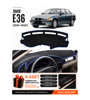 BMW E36 (1990-2000) Uyumlu Torpido Örtüsü Torpido Kılıfı - Siyah Mavi