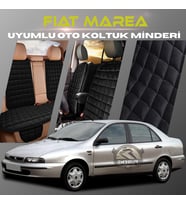 Fiat Marea Siyah Renk Tay Tüyü Cepli & Terletmez Sırtlı Oto Koltuk Minder Seti - Koltuk Koruma Kılıfı (ÖN & ARKA TAM SET)