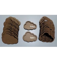 Bulut (10x7.5cm) Bubble Magnet Boyanabilir Ham mdf bulut + pleksi isim 20 Adet Demonte Set (Altın-Gümüş)