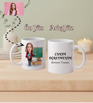 Kişiye Özel Öğretmen Karikatürlü İsimli Kupa Bardak