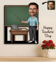 BK Gift Kişiye Özel Erkek Öğretmen Karikatürlü 3D Ahşap Tablo -6, Öğretmene Hediye, Öğretmenler Günü Hediyesi