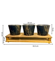 Bitkitasarımı Ev dekorasyon AksesuarSiyah Gold Mermer Efektli Toprak Saksı Üçlü Ahşap Tabanlı Çiçeklik Saksı Saksılık