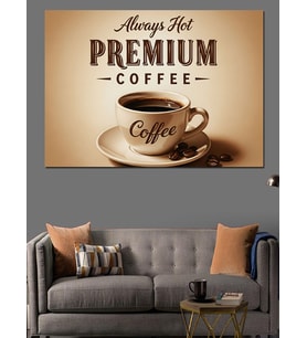 Premium Kahve Vintage Afiş Dekoratif Kanvas - Mdf Ahşap Tablo