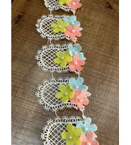 EN 8 CM KESİLEBİLİR ÇİÇEKLİ BONCUKLU ŞERİT DİKİŞ AKSESUARI 1 METRE
