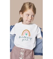 Doğum gününe özel Gökkuşağı Baskılı Çocuk T-shirt- Erkek Çocuk Tişörtü -Hediye Doğum Günü Hediyesi (Beyaz)