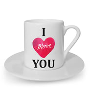 Kişiye Özel Türk Kahvesi Fincanı Seti - I Love You Temalı