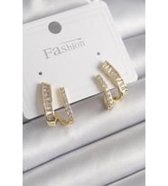 Pirinç Gold Renk Zirkon Taşlı Kadın Küpe 5886 - GLST1703-9999