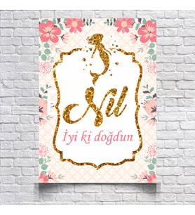Deniz Kızı Temalı Doğum Günü Afişi 35X50 cm