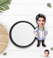 BK Gift Kişiye Özel Erkek Doktor Karikatürlü Ahşap Bardak Altlığı-1