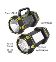 F.B.I F-262 Yeni Güçlü Çift Taraflı Taşınabilir Spot Ve Işıldak USB Powerbank Şarjlı Fener