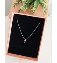 Çelik Silver Rodyum Kaplama Zirkon Harf Kolye