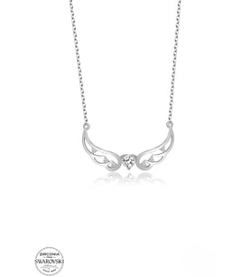 SWAROVSKİ TAŞLI  ZİRCONİA KANATLI KALP 925 AYAR GÜMÜŞ KOLYE
