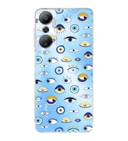 PrintiFy İnfinix Hot 20 ile Uyumlu Nazar Boncuğu 2 Baskılı Kamera Korumalı Şeffaf Silikon Kılıf