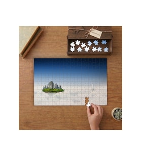 Gükyüzündeki Şehir - Binalar - Bulut Tasarımı 240 parça Ahşap Puzzle Ahşap Kutuda MP00117