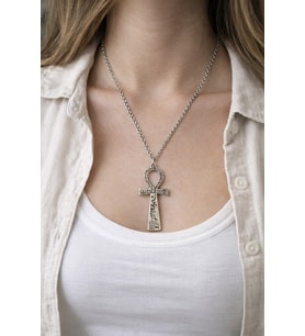 Ankh Formlu Sembolik Metal Kolye – 60 cm Zincirli