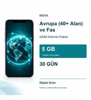 Avrupa (40+ Alan) ve Fas eSIM İnternet Paketi 5 GB 30 Gün