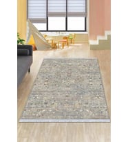 Gri Vintage Dokuma Pamuk Tabanlı Kaymaz Kilim KLM356