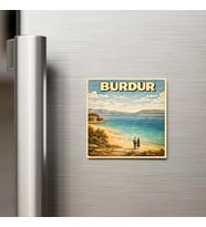 Burdur Şehri - Pop-Art Travel - 9x9 cm Buzdolap Magneti