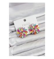 Mey İthalat® Karışık Renk Kristal Taşlı Çiçek Model Kadın Küpe
