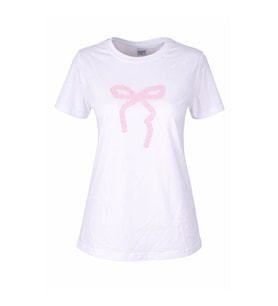 Trender Kurdele O Yaka Relaxed Fit Beyaz Kadın T-Shirt 26YDT1000015