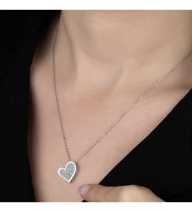 Ucarticaret S-warovski Taşlı Gümüş Kalp Bayan Kolye