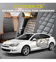 Citroen C5 Antrasit Renk Tay Tüyü Cepli & Terletmez Sırtlı Oto Koltuk Minder Seti - Koltuk Koruma Kılıfı (ÖN & ARKA TAM SET)