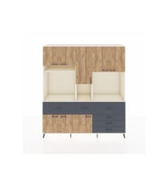 Hyperion Dolap 10 Raflı 6 Çekmeceli 8 Kapaklı 220x44x243 Aytaşı-Çam/Antrasit