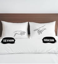 BK Gift Kişiye Özel Sevgili Tasarımlı Pamuklu Yastık Kılıfı ve Göz Bandı Çift Uyku Seti-14, Tasarım Ev Tekstili, Uyku Bandı, Ev Hediyesi
