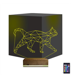 Luvivia Kedi Polygonal Tasarım 3D Lamba - Masa Gece Lambası