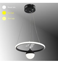TT037-YUV-SY TT Aydınlatma Yuvarlak Model Mat Siyah Tek Toplu 3 Renk Led Avize