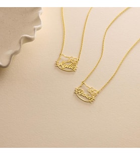 Kişiye Özel Hello Kitty İsim Kolye 925K Gümüş (Gold)