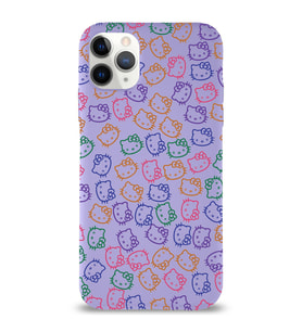 Apple iPhone 11 Pro Max Uyumlu Lansman Kılıf Hello Kitty Tasarımlı İçi Kadife Kapak-Lila (Şeffaf)