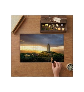 Nanjing Porselen Kulesi Tasarımı 240 parça Ahşap Puzzle Ahşap Kutuda MP04637