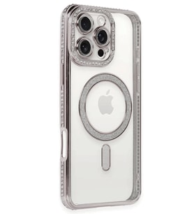 Newface Apple iPhone 16 Pro Kılıf Joke Simli Magneticsafe Kılıf - Pembe