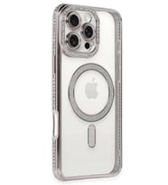 Newface Apple iPhone 16 Pro Kılıf Joke Simli Magneticsafe Kılıf - Pembe