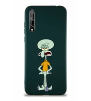 Huawei Y8P Soft Premier Kapak Squidward Dokunaç Tasarımlı Silikon Kılıf - Yeşil (Şeffaf)