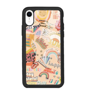 iPhone XR Vintage Sticker Tasarımlı Glossy Telefon Kılıfı