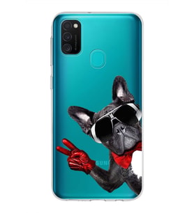 PrintiFy Samsung Galaxy M21 ile Uyumlu 1mm Slim Fit Köpek 2 050e Baskılı Şeffaf  Kılıf