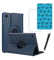 Samsung Galaxy Tab A9 X110 Uyumlu Tablet Kılıfı Cam Ekran Koruyucu Kalem Set (Lacivert)