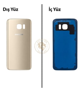 Samsung Galaxy S7 Gold Renk Arka Kapak Arka Cam Batarya Kapağı Pil Kapağı Lazer Kesim Back Cover Galaxy S7 Uyumlu