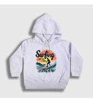 Presmono Unisex Çocuk Beyaz The Way Of Life Sörf Surf Surfing Kapüşonlu Sweatshirt 514542tt