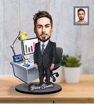 Kişiye Özel İş Adamı Karikatürlü İki Katmanlı Ahşap Biblo Bay-26-Eco