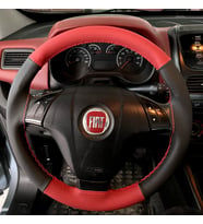 DİKİŞLİ DİREKSİYON KILIFI SİYAH DERİ KIRMIZI DERİ KIRMIZI DİKİŞLİ FIAT LİNEA İÇİN