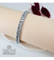 Rodyum Zirkon 5*2,5 Taşlı Pirinç Bileklikler 18+2 Cm Uzatma Payı - Kbl0115