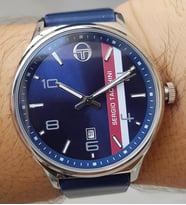 Sergio Tacchini Takvimli Lacivert Deri Kayışlı Erkek Kol Saati