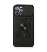 Apple iPhone 12 Pro Kılıf Pars Lens Yüzüklü Silikon - Siyah